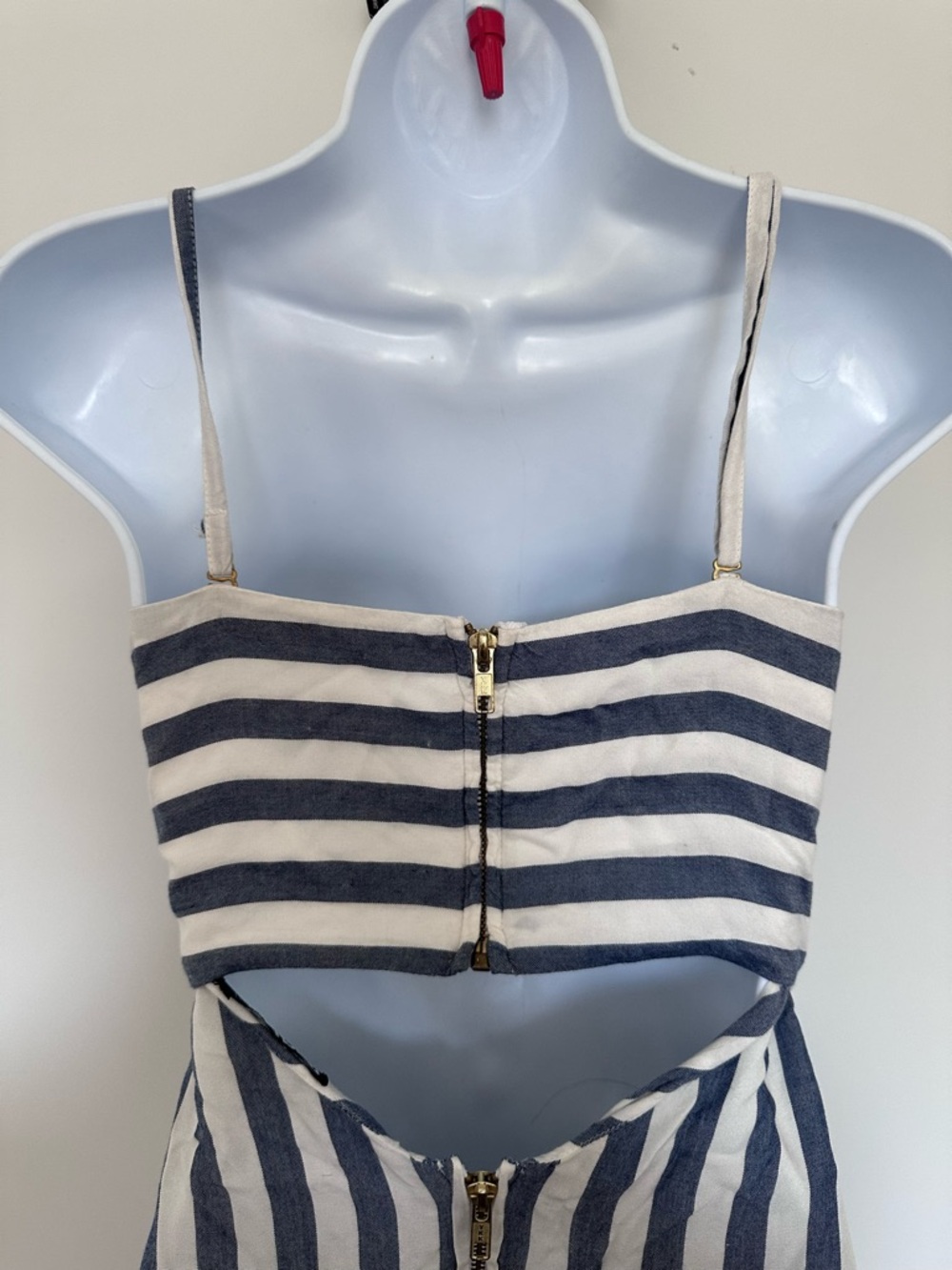 Beach Riot Striped Tie-Front Sundress in Blue and White Small - Picture 6 of 7